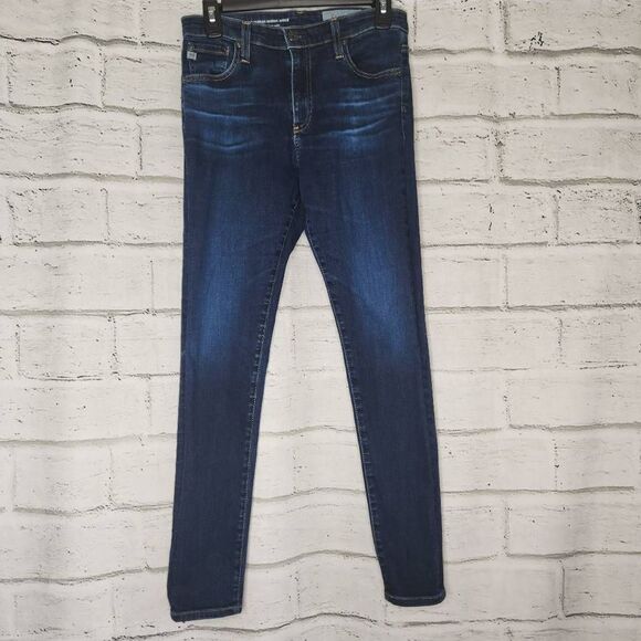 AG Adriano Goldschmied The Farrah High Rise Skinny Ankle Dark Wash Blue Jeans 28 - Picture 1 of 12